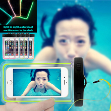 Universal Waterproof Phone Bag Case Pouch noctilucence transparent mobile bag for iPhone 6 6 Plus 5S