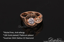 Hot Vintage Wedding Finger Ring Wholesale CZ Diamond 18K Rose Gold Plated Crystal Engagement Jewelry For