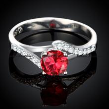 Jewelry Wholesale Simulated Ruby Diamond Engagement Ring 925 Sterling Silver Wedding Band Rings for Women  Free Shipping