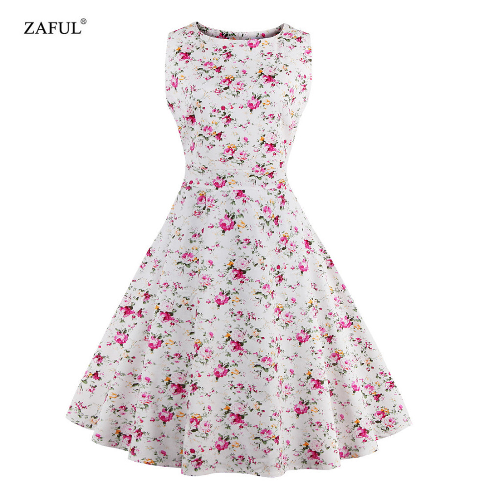 ZAFUL Plus size Summer Women Dress Audrey hepbum 50s Vintage Floral Print robe Retro Elegant Party Dress Feminino Vestidos (25)