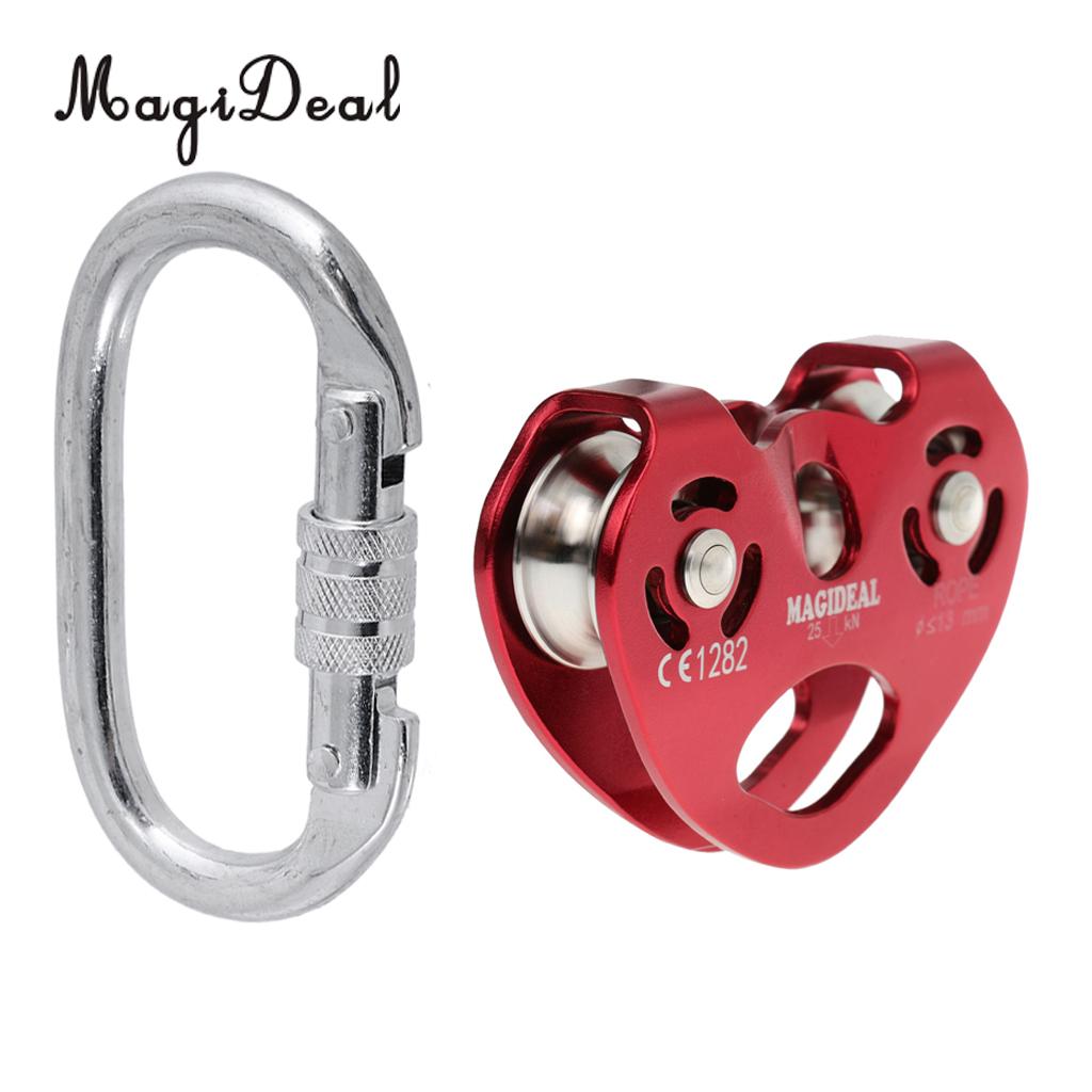 Details about   Zip Line Cable Trolley Outdoor Rock Climbing Rescue Dual Pulley 25kn /5600lbs 