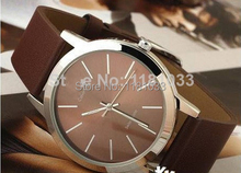 2014 del reparto estupendo hombres y mujeres marca de relojes de colores con correa de cuero caja de acero inoxidable relojes hombres reloj de cuarzo