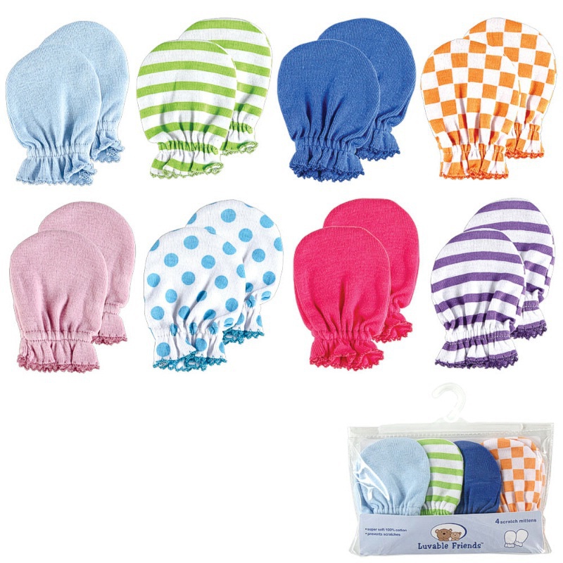 Luvable Friends 4pair/lot Scratch MittensFull Finger Gloves Baby Boys