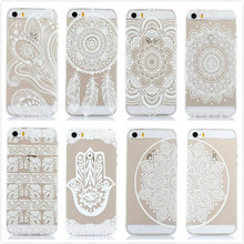 New Arrival Luxury Clear Plastic Phone Shell White Floral Paisley Flower Mandala Case Cover for iPhone 5 5S