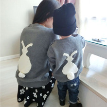Hot sale boy and girl’s casual dress high quality kawaii rabbit sweater long sleeve baby snowsuit Parent-child outfit