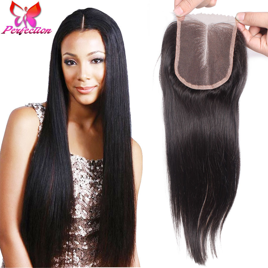 Cheap Brazilian Straight Lace Closure Virgin Human Hair Lace Closures Bleached Knots Free Middle 