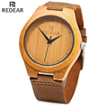 REDEAR Brand Simple Dial Unique Luxury Wood Watch Men Natural Bamboo Wooden Wristwatch Waterproof Clock Man