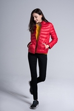 2015 Winter Coat New Duck Down Thin Female Long sleeved Jacket Stand Collar Women Reversible Both