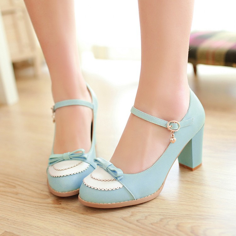 2015 Ladies Leather Platforms Lady Fashion Lolita font b Shoes b font Sexy Bow High Heel