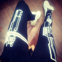 2015 New women Harajuku Gun /Work out Candy Letter print black slim sexy soprtwear bottom Leggings