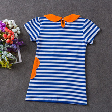 2016 Summer Fashion Girls Dress Stripe Dress for Children Girls 1 7y Cotton Flower Rabbit Embroidery