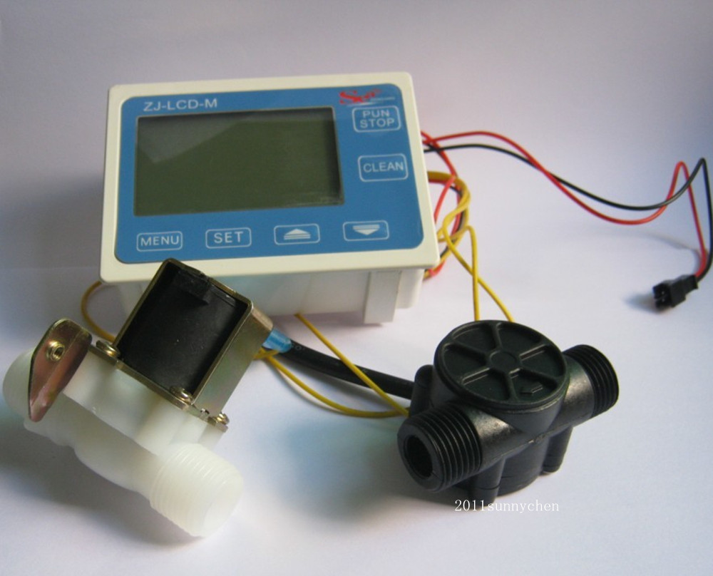 new G1/2" Water Flow Control LCD Display+Solenoid Valve Gauge +Flow