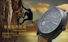 2015 Hot sell fashion men quartz military outdoor sport climbing brown leather strap noctilucous wristwatchFree shipping