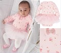 heat cotton clothing newborn baby jumpsuit printing bow long sleeved coveralls baby triangle climbing clothes tutu