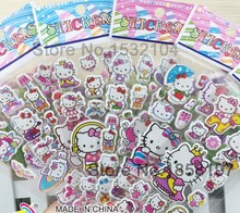 2016 НОВАЯ Мода Прекрасный Hello Kitty стены стикеры, 3D Мультфильм Hello Kitty наклейки Пузырь, Фестиваль Дети игрушка в Подарок наклейки