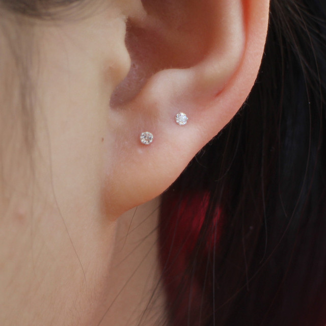 The new 925 sterling silver nose stud earrings small square four prong