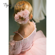 The new Children s female long sleeved word shoulder strap pink ballet skirt dress costumes 1826