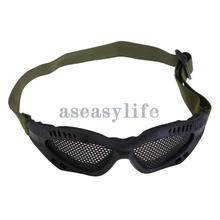 Free Shipping Hot Sale Tactical Airsoft Steel Mesh Eyes Protective Goggles Glasses Eyewear Black ASAF