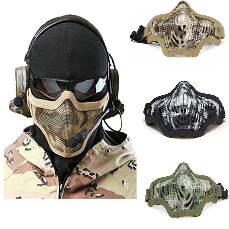 Lower Half Face Metal Steel Net Mesh Masks Outdoor Hunting Tactical