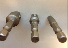 Envío gratis 3 unids 1/4 » de cambio rápido to1 / 4 «, 3/8 «, 1/2 » * 50 mm Hex Shank Drill energía tuerca Socket Bit Driver adaptador barra de extensión