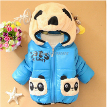 SY 057 Free Shipping Children Panda Cartoon Outerwear Baby Winter Thickening Hooded Boys And Girls Cotton