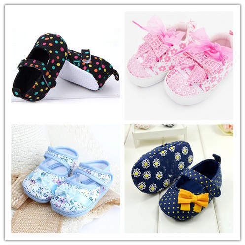 Girls flowers bow baby toddler shoes autumn Soft Sole Footwear First Walkers For Baby Girls