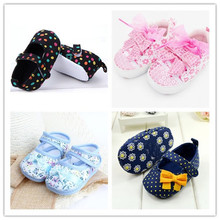 Girls flowers bow baby toddler shoes autumn Soft Sole Footwear First Walkers For Baby Girls