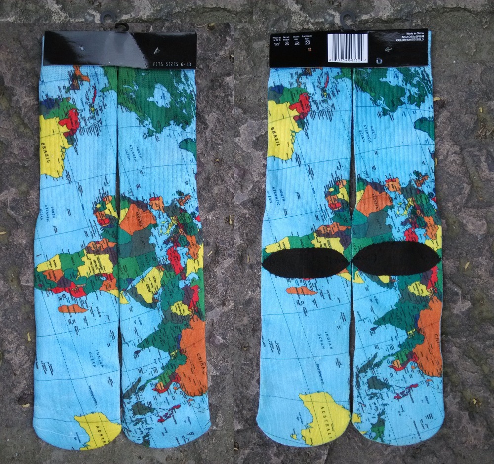 Map Of The World Socks Aliexpress.com : Buy ODD 3D printed emoji skull world map puppies summer style basketball skate socks HALF calcetines bamboo leaves weed men's socks from ...