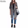 2016 Spring Women Slim Thin Outerwear Casual Lapel Windbreaker Cape Coat European Style Linen Cardigan Jacket