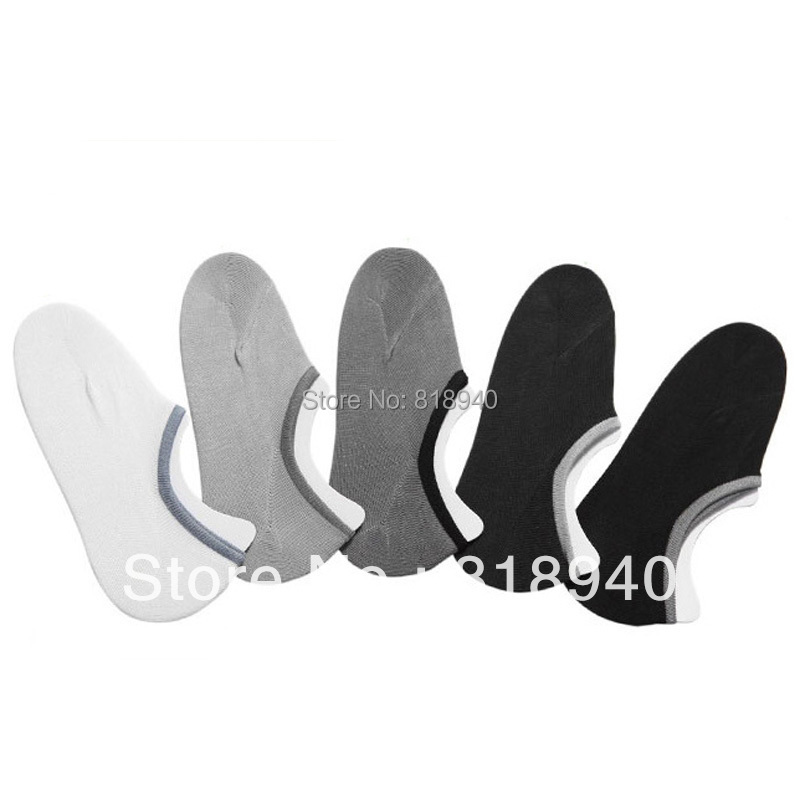 10 Pairs Men Boat Socks Invisible Footsies Shoe Liner Trainer Silicon Black Gray