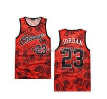 New 2014 men’s summer tank tops print rose floral Chicago Jordan 23 basketball vest fit slim jersey sleeveless tee shirts 390622