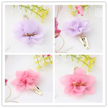 New Brand Children Hair Accessories Chiffon Flower Hairpins Baby Headwear Girls Hair Clips Smile Letter Best Gift Barrettes