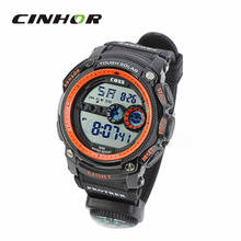 Reloj deportivo 30 m resistente al agua buceo natación reloj de pulsera w / retroiluminada / brújula / cronómetro negro + naranja ( 1 x CR2025 )