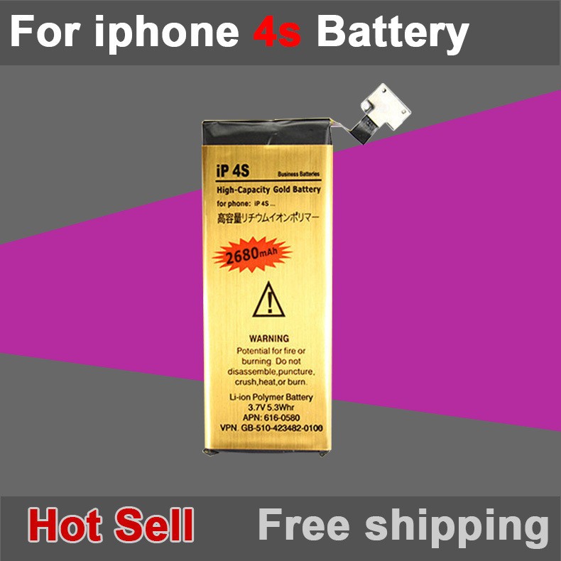 Brand New High Quality Golden Mobile Phone Battery for iPhone 4S Battery Free Shipping