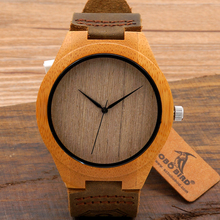 Fashion Handmade Gift Item Bamboo Wooden Watches With Genuine Cowhide Leather Strap Japan Quartz Movement 2035