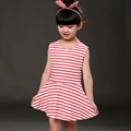 Thumbaby Casual Sleeveless Girls Striped Dress Summer Cotton Children Baby Clothing Toddler Girl Clothes Kids School