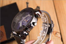 2015 High Quality Leather Strap Big Dial Military Quartz Men Watch Fashion Sports Casual Watch relogio