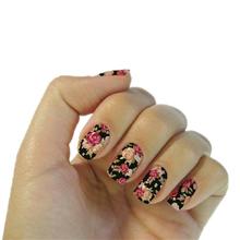 2015 unique fashion one set floral nail stickers water stickers Beautiful rose flower nail stick hot