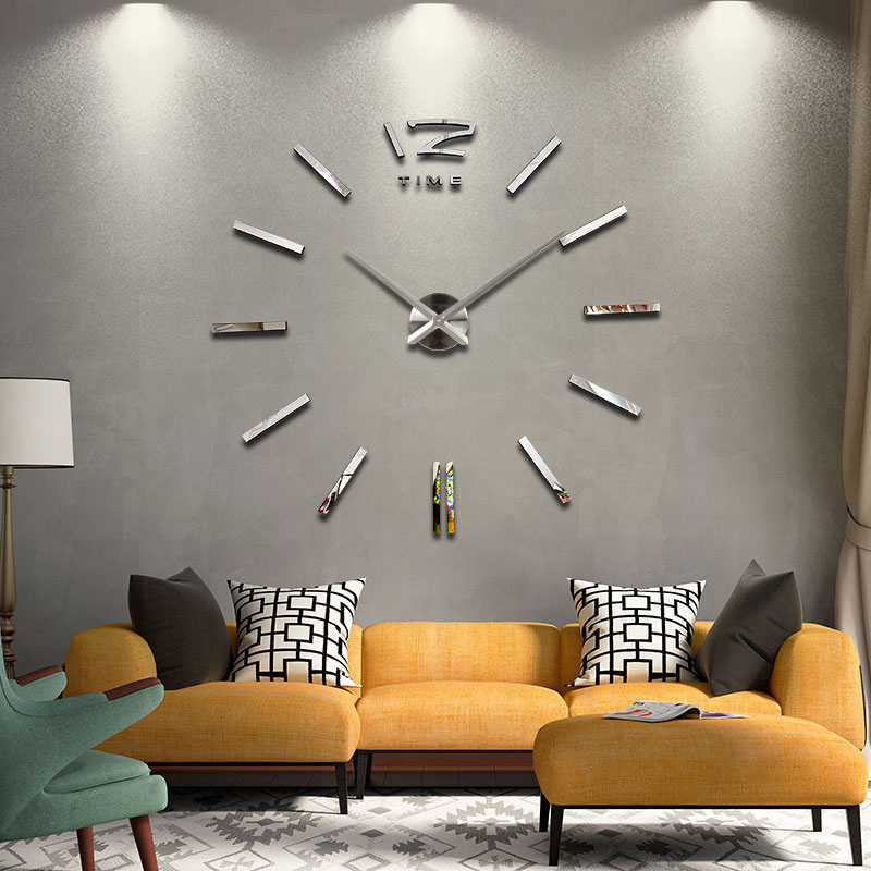 2016 new arrival 3d home decor quartz diy wall clock clocks horloge watch living room metal