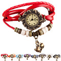 Ladies Quartz Watch Gift Female Clock Fashion Weave Around Leather Cat Bracelet Watch Woman Wrist Watch