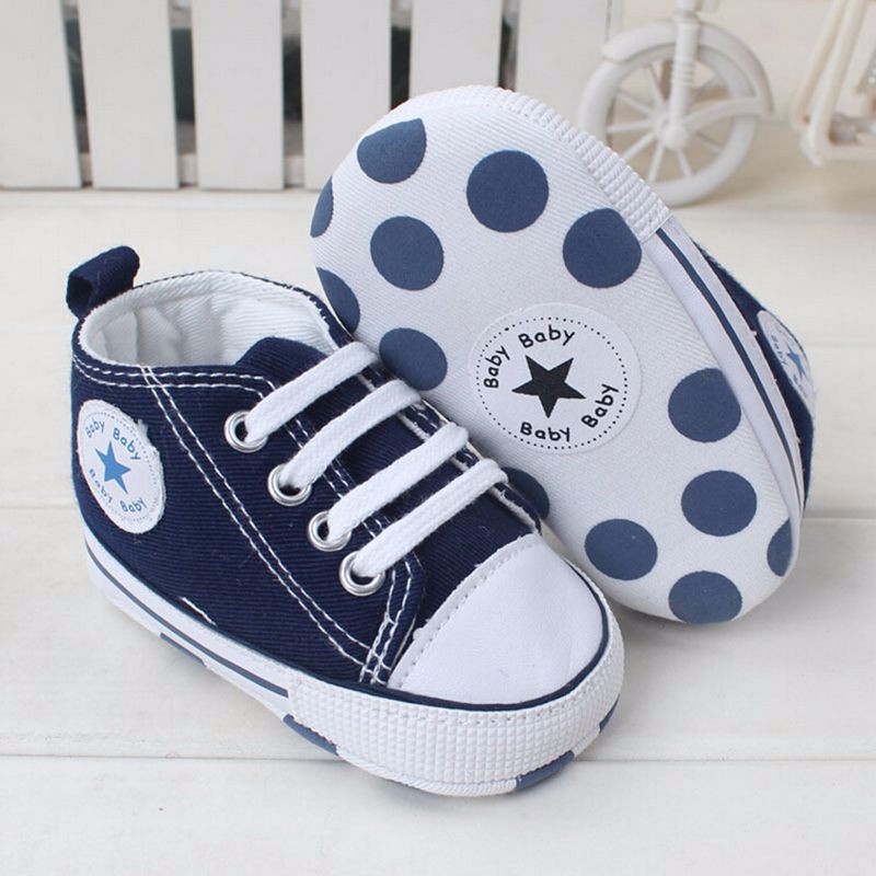 Lovely 4 Colors Star Boy\'s and Girl\'s Very Soft Sole Non-Slip Shoes Baby First Walkers Baby Shoes 
