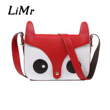LiMr Boutique New Fashion Cute Fox PU Leather Women Messenger Bags Casual Flap Shoulder bags Crossbody Bolsa Feminina Hot Sale