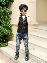 Spring and Autumn Children Outerwear WaistCoat Kids Clothes Baby Boy Girls Leather Vest Kids Zipper Gilet
