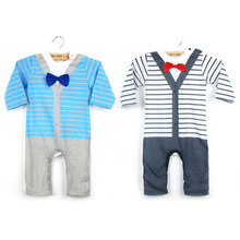 Kids Baby Boy Striped Gentleman Romper Jumpsuit Bodysuit Clothes Outfit Bow Tie