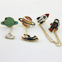 2016 Fashion Vintage Designer Enamel 3 style Spaceman Planet Charm Costume Brooch Pins Jewelry Accessories for Women girl brooch