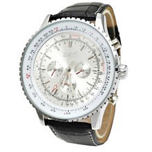 Luxury Brand Jaragar Automatic Watch Men 6 Hands Mechanical Watches Men Multifunction Wristwatch PU Leather Erkek Kol Saati