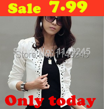 New 2015 black and white leisure short coat jackets with rivets outerwear for women suit jacket