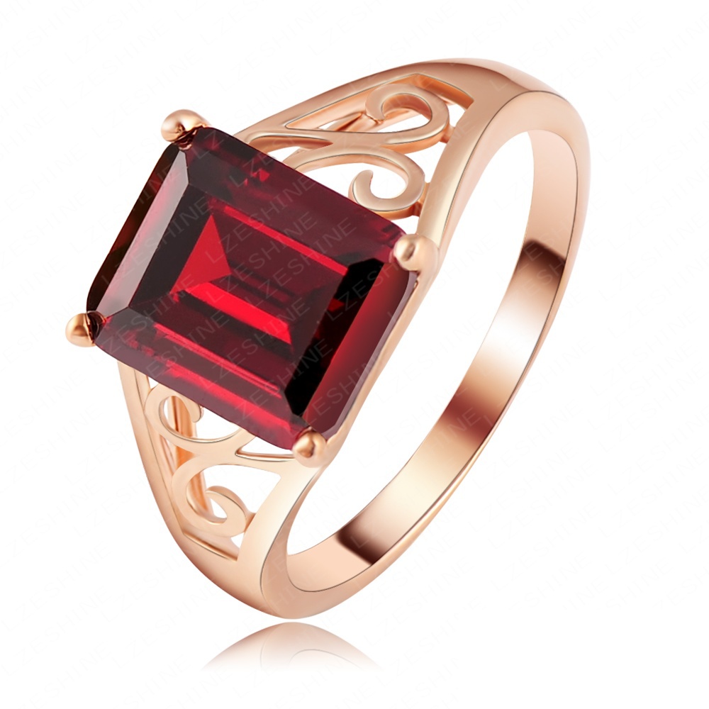 Super Women s Charms Red Zircon Fashion Brand Ring Real 18K Rose Gold Plated Luxury Finger