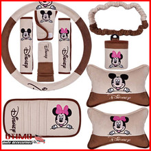 Free Shippping Cute Cartoon Car Steering Wheel Cover Mickey Mouse Car Accessories Automobile Decoration for Lady Handbrake Cover