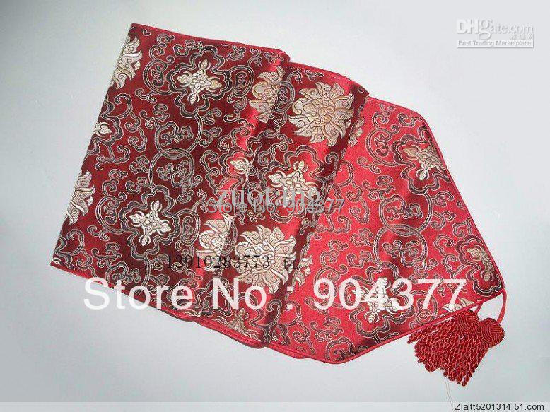 108inchExtraLongRedDamaskPrintedTableRunnersDecorativeEnd